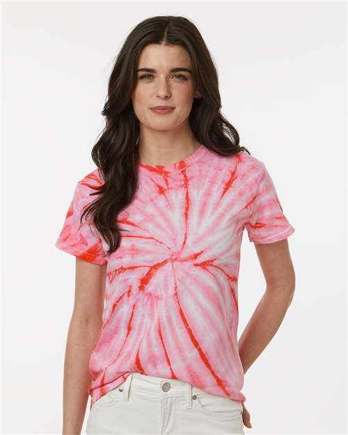 Dyenomite Cyclone Pinwheel Tie-Dyed T-Shirt 200CY - Coral