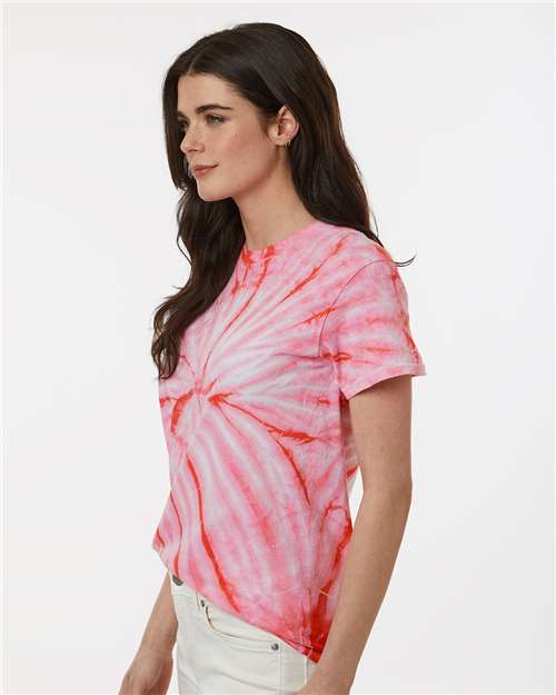 Dyenomite Cyclone Pinwheel Tie-Dyed T-Shirt 200CY - Coral