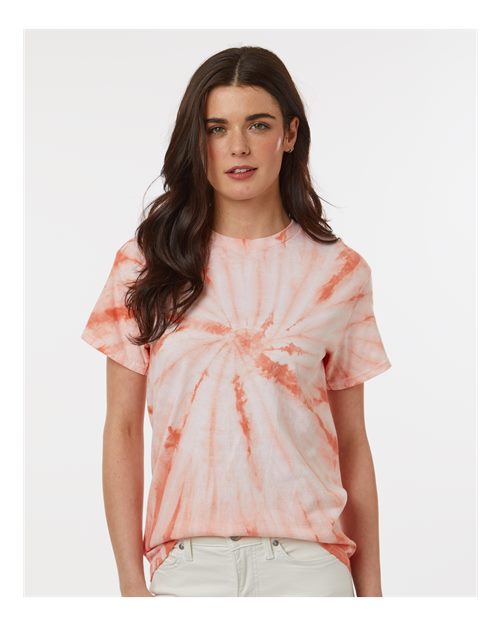 Dyenomite Cyclone Pinwheel Tie-Dyed T-Shirt 200CY - Peach