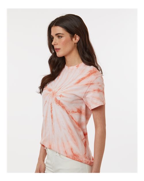 Dyenomite Cyclone Pinwheel Tie-Dyed T-Shirt 200CY - Peach