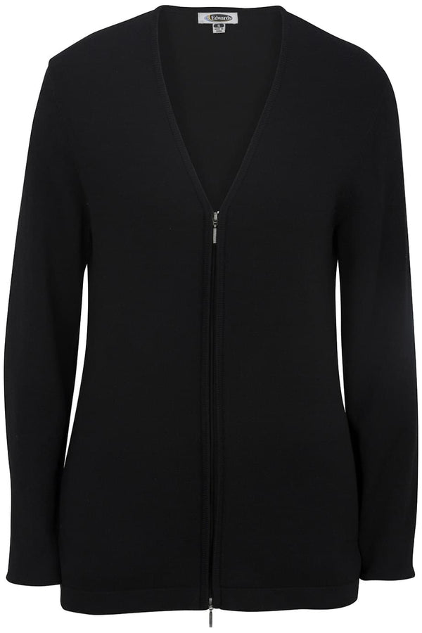 Edwards Ladies Full Zip V-Neck Cardigan Sweater [#7062].  Live Chat for Bulk Discounts