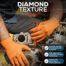 First Glove 8 Mil Heavy Duty Nitrile Gloves - Diamond Grip - Disposable Gloves for Mechanic, Automotive & Industrial Work