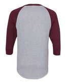 Augusta Sportswear Three-Quarter Raglan Sleeve Baseball Jersey 4420 - Athletic Heather/ Maroon