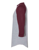 Augusta Sportswear Three-Quarter Raglan Sleeve Baseball Jersey 4420 - Athletic Heather/ Maroon