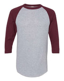 Augusta Sportswear Three-Quarter Raglan Sleeve Baseball Jersey 4420 - Athletic Heather/ Maroon