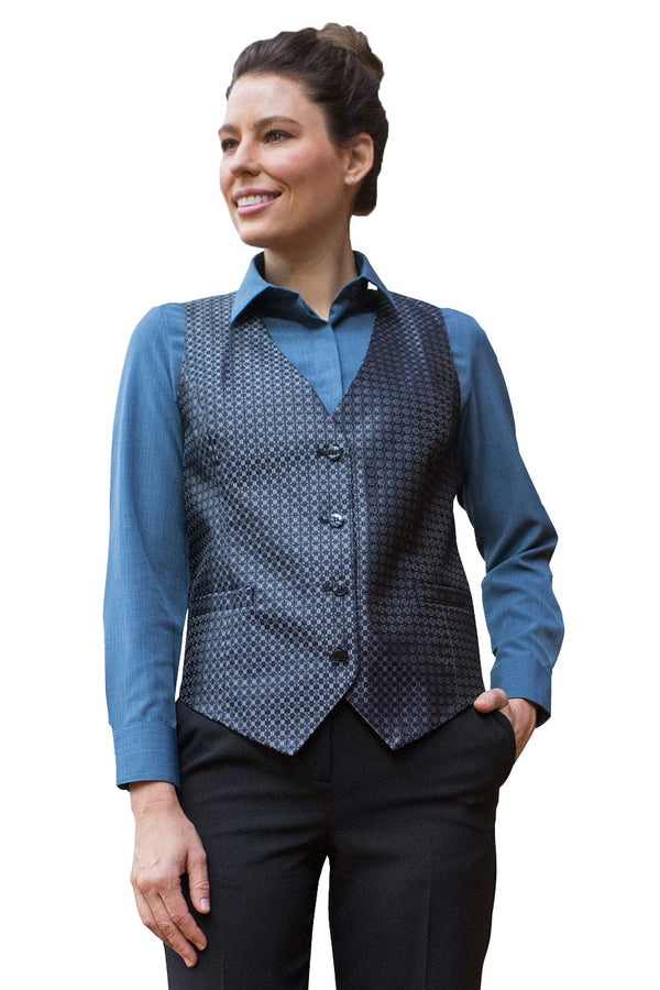 Edwards Ladies Grid Brocade Vest [#7396].  Live Chat for Bulk Discounts