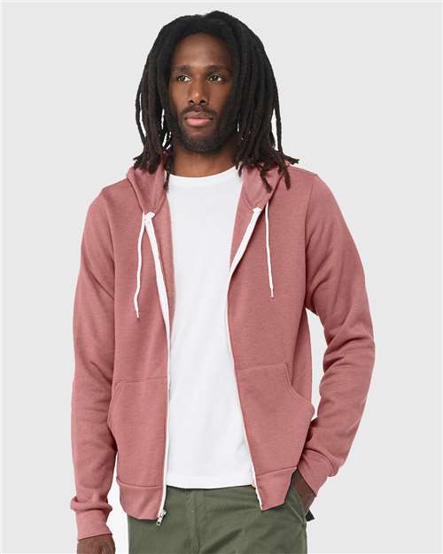 BELLA + CANVAS Sponge Fleece Full-Zip Hoodie 3739 - Heather Mauve