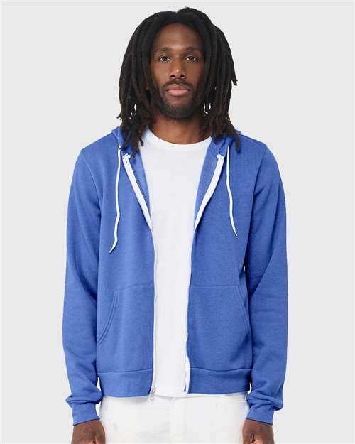 BELLA + CANVAS Sponge Fleece Full-Zip Hoodie 3739 - Heather Columbia Blue