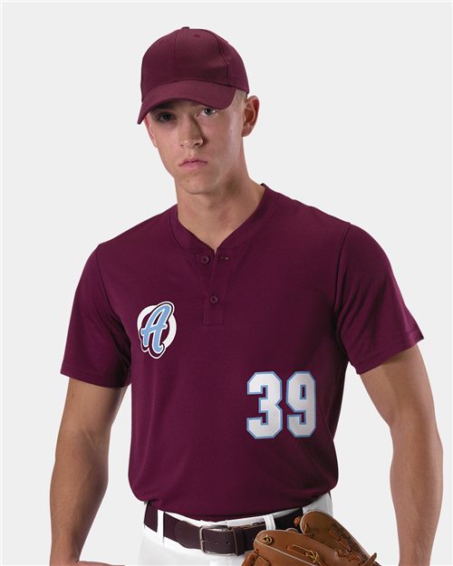 Alleson Athletic Youth Baseball Two Button Henley Jersey 522MMY
