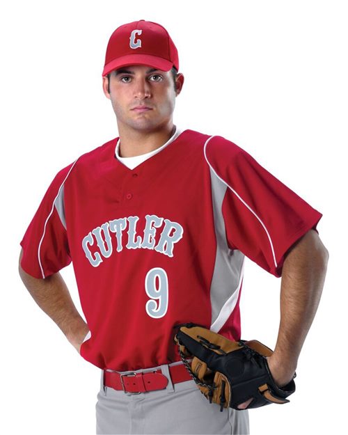 Alleson Athletic Youth Two Button Henley Baseball Jersey 529Y