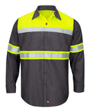 Red Kap Hi-Visibility Colorblock Ripstop Long Sleeve Work Shirt - Tall Sizes SY70T