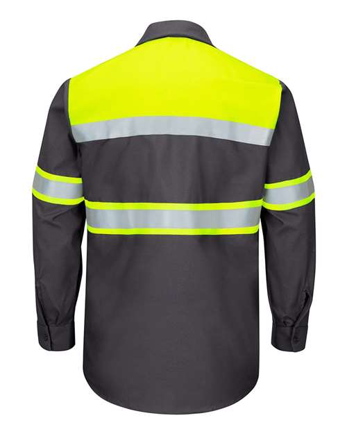 Red Kap Hi-Visibility Colorblock Ripstop Long Sleeve Work Shirt SY70