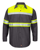 Red Kap Hi-Visibility Colorblock Ripstop Long Sleeve Work Shirt SY70