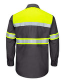 Red Kap Hi-Visibility Colorblock Ripstop Long Sleeve Work Shirt - Tall Sizes SY70T