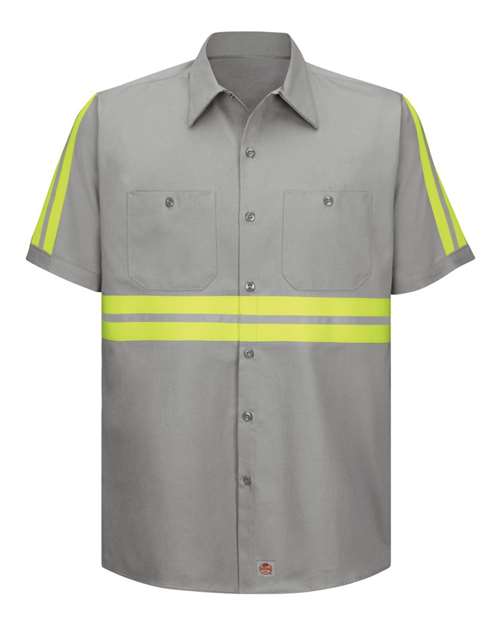 Red Kap Enhanced Visibility Short Sleeve Cotton Work Shirt - Tall Sizes SC40ET