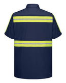 Red Kap Enhanced Visibility Short Sleeve Cotton Work Shirt - Tall Sizes SC40ET