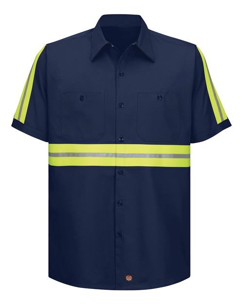 Red Kap Enhanced Visibility Short Sleeve Cotton Work Shirt - Tall Sizes SC40ET