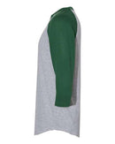 Augusta Sportswear Three-Quarter Raglan Sleeve Baseball Jersey 4420 - Athletic Heather/ Dark Green