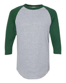 Augusta Sportswear Three-Quarter Raglan Sleeve Baseball Jersey 4420 - Athletic Heather/ Dark Green