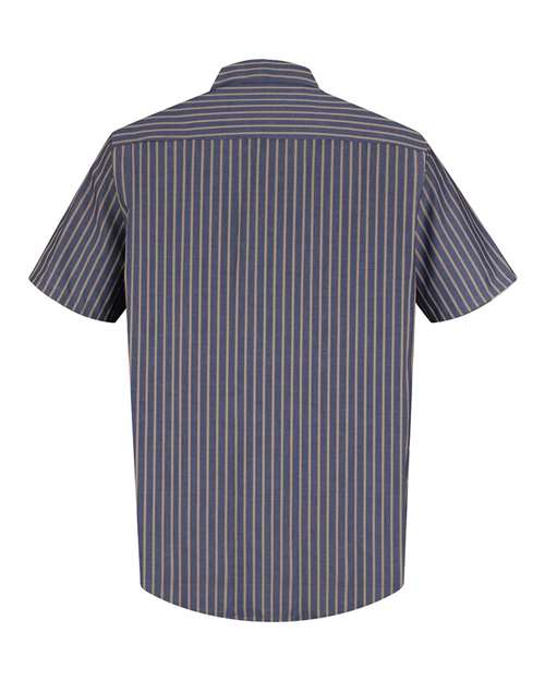 Red Kap Industrial Short Sleeve Work Shirt SP24 - Navy/ Khaki Stripe