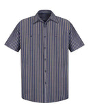 Red Kap Industrial Short Sleeve Work Shirt SP24 - Navy/ Khaki Stripe