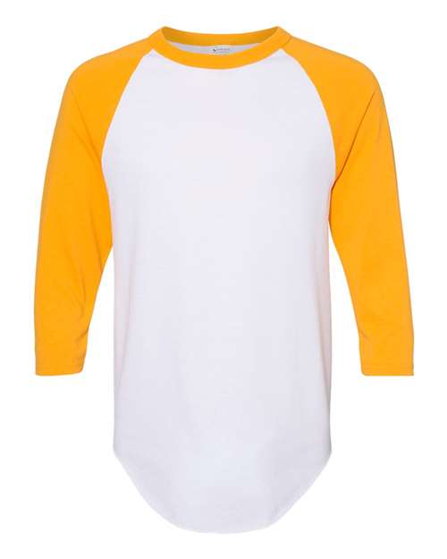 Augusta Sportswear Three-Quarter Raglan Sleeve Baseball Jersey 4420 - White/ Gold