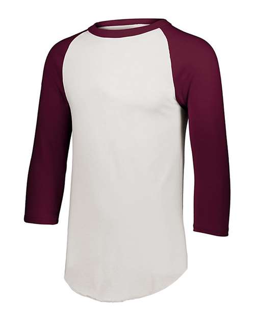 Augusta Sportswear Three-Quarter Raglan Sleeve Baseball Jersey 4420 - White/ Maroon