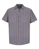 Red Kap Industrial Short Sleeve Work Shirt - Tall Sizes SP24T - Charcoal/ Red/ White Stripe