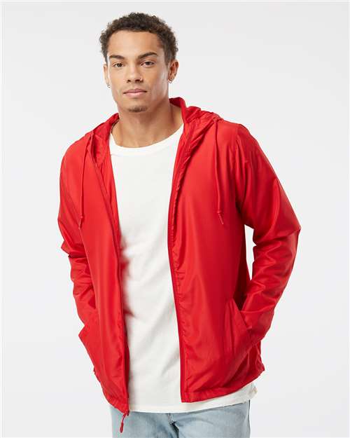 Independent Trading Co. Lightweight Windbreaker Full-Zip Jacket EXP54LWZ - Red