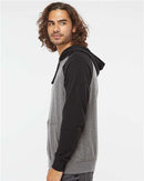 Independent Trading Co. Special Blend Raglan Hooded Sweatshirt PRM33SBP - Nickel Heather/ Black