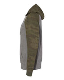 Independent Trading Co. Special Blend Raglan Hooded Sweatshirt PRM33SBP - Nickel Heather/ Forest Camo