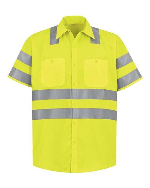 Red Kap High Visibility Safety Short Sleeve Work Shirt - Tall Sizes SS24HVT