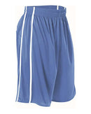 Alleson Athletic Women's Basketball Shorts 535PW - Columbia Blue/ White