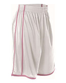 Alleson Athletic Women's Basketball Shorts 535PW - White/ Pink