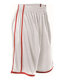 Alleson Athletic Women's Basketball Shorts 535PW - White/ Red