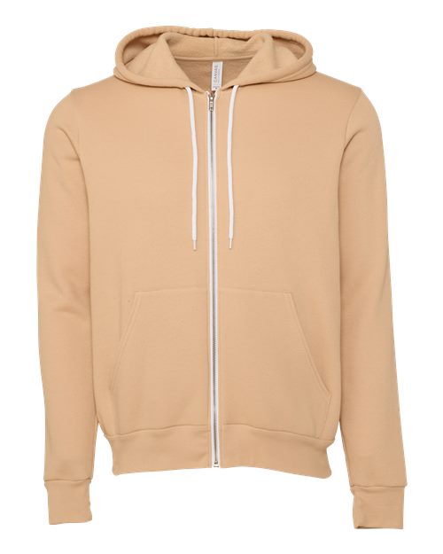 BELLA + CANVAS Sponge Fleece Full-Zip Hoodie 3739 - Heather Sand Dune