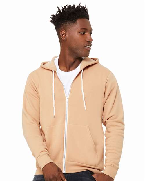 BELLA + CANVAS Sponge Fleece Full-Zip Hoodie 3739 - Heather Sand Dune
