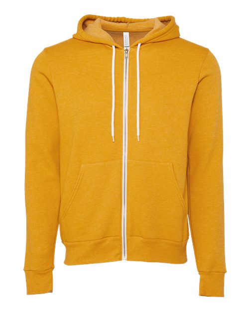 BELLA + CANVAS Sponge Fleece Full-Zip Hoodie 3739 - Heather Mustard