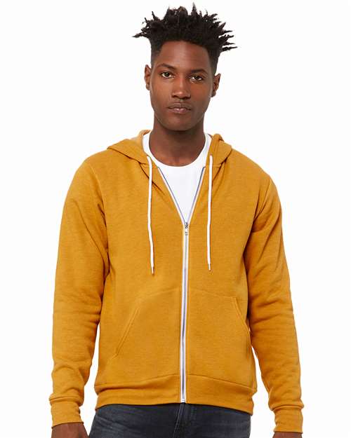 BELLA + CANVAS Sponge Fleece Full-Zip Hoodie 3739 - Heather Mustard