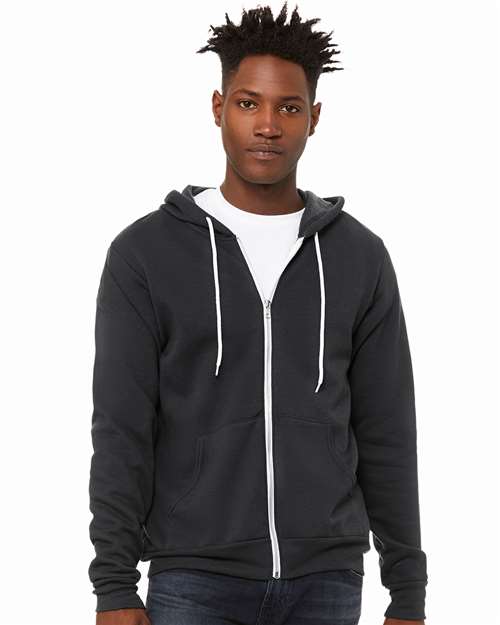 BELLA + CANVAS Sponge Fleece Full-Zip Hoodie 3739 - DTG Dark Grey