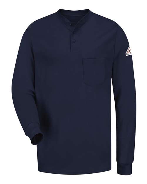 Bulwark Long Sleeve Tagless Henley Shirt - Tall Sizes SEL2T