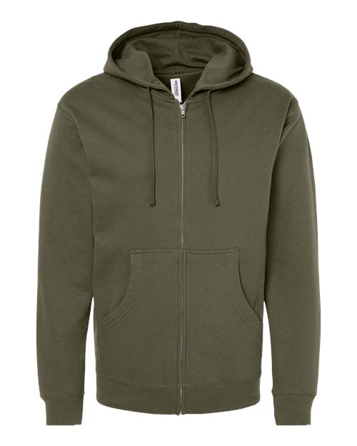Independent Trading Co. Midweight Full-Zip Hooded Sweatshirt SS4500Z - Army