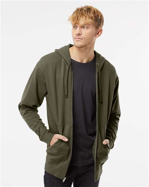 Independent Trading Co. Midweight Full-Zip Hooded Sweatshirt SS4500Z - Army