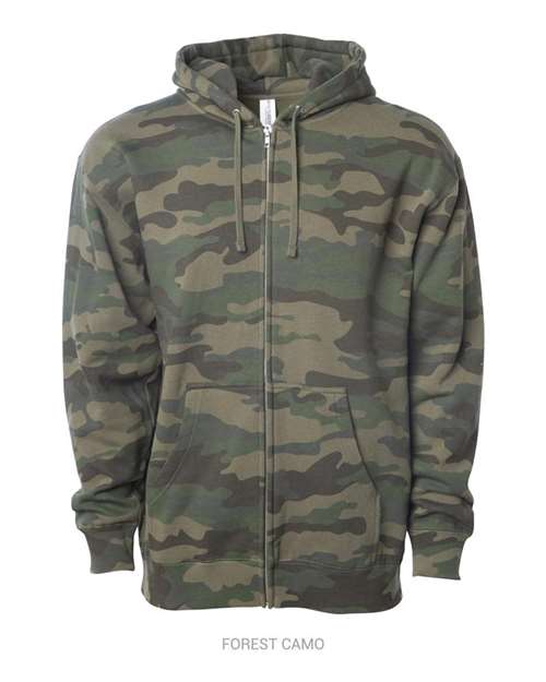 Independent Trading Co. Midweight Full-Zip Hooded Sweatshirt SS4500Z - Forest Camo