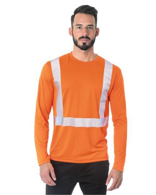 Bayside USA-Made Hi-Visibility Long Sleeve Performance T-Shirt - Segmented Tape 3740