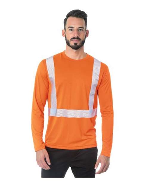 Bayside USA-Made Hi-Visibility Long Sleeve Performance T-Shirt - Segmented Tape 3740
