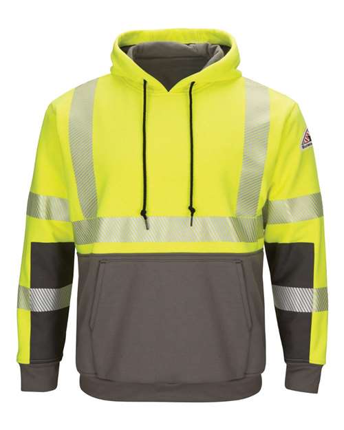 Bulwark Hi-Visibility Color-Blocked Pullover Hooded Fleece Sweatshirt SMB4