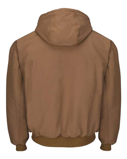 Bulwark Insulated Brown Duck Hooded Jacket with Knit Trim JLH6