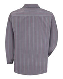 Red Kap Industrial Long Sleeve Work Shirt SP14 - Charcoal/ Red/ White Stripe