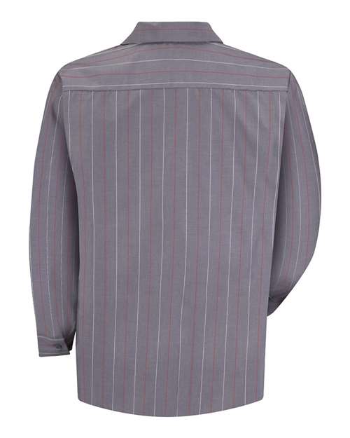 Red Kap Industrial Long Sleeve Work Shirt SP14 - Charcoal/ Red/ White Stripe